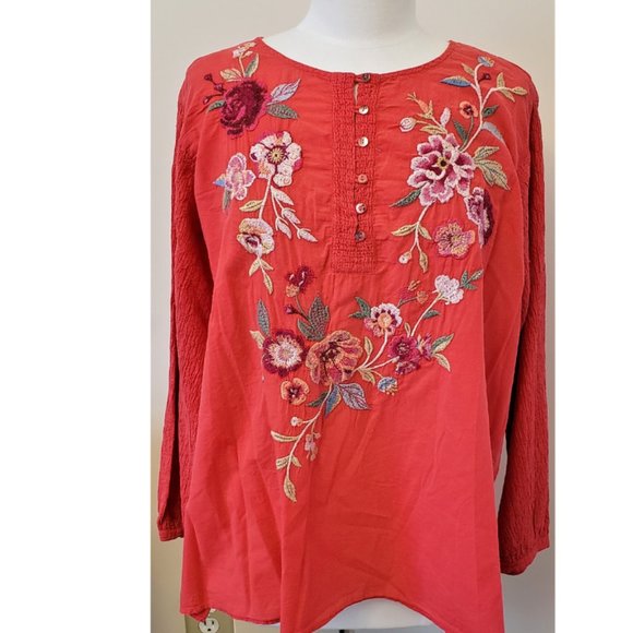 Johnny Was Tops Johnny Was Sonya Floral Embroidered Popover Blouse